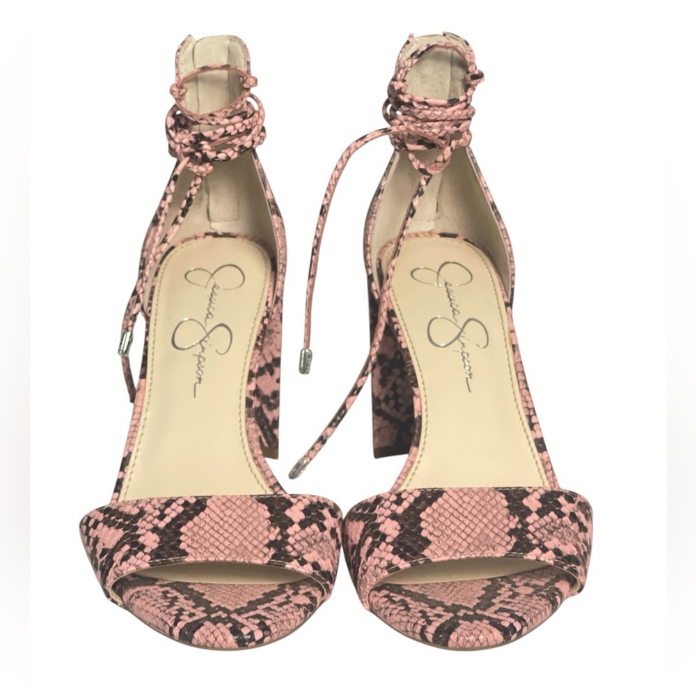 Jessica Simpson Pink and Black Snake Print Heels